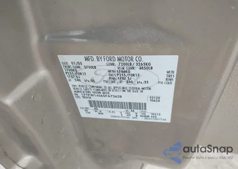 2005 Ford F-150 from USA, damaged, VIN 1FTPW14565FA73628